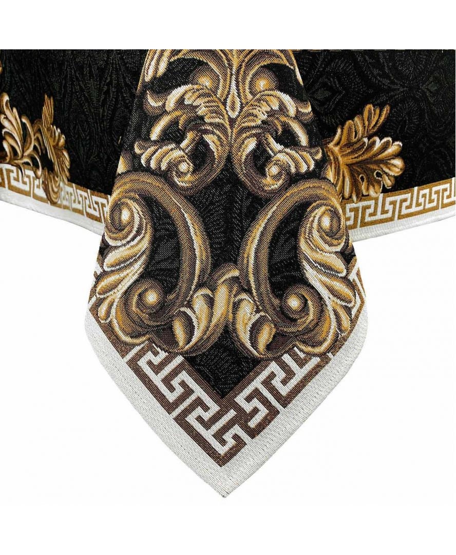 Baroque tapestry table cover with Medusa head design