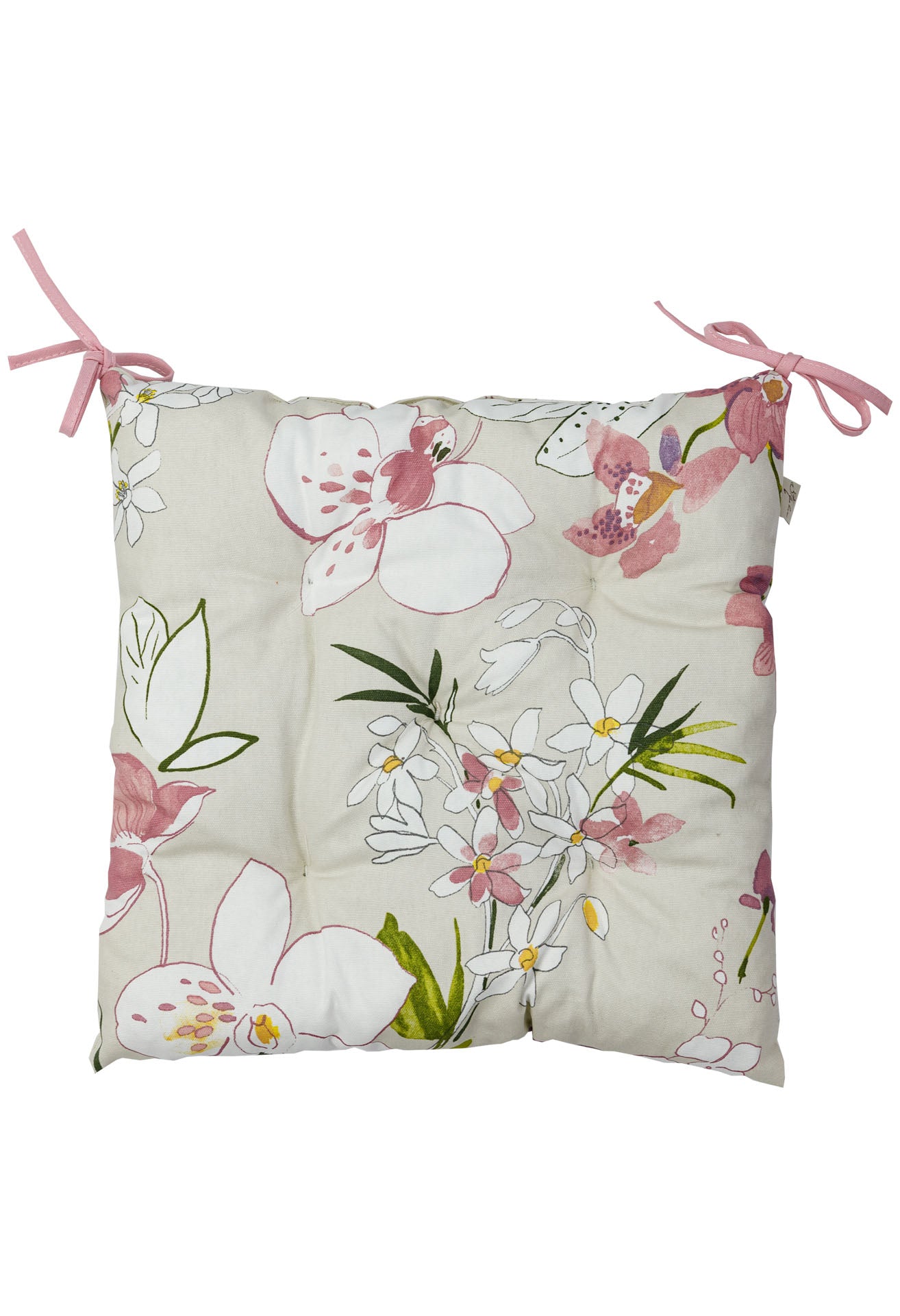 Cotton Orchid Pattern Tablecloth | Pink Floral Kitchen Textile Set, Housewarming Gift