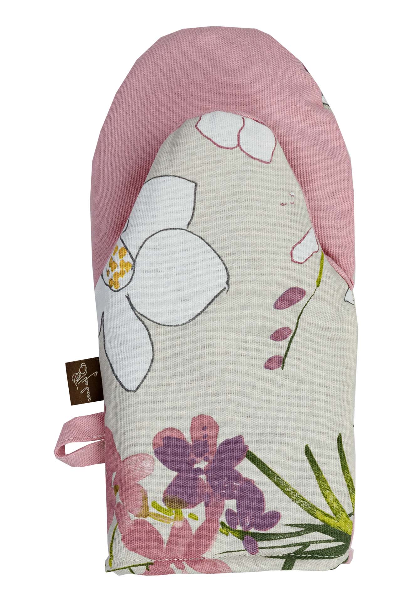Cotton Orchid Pattern Tablecloth | Pink Floral Kitchen Textile Set, Housewarming Gift