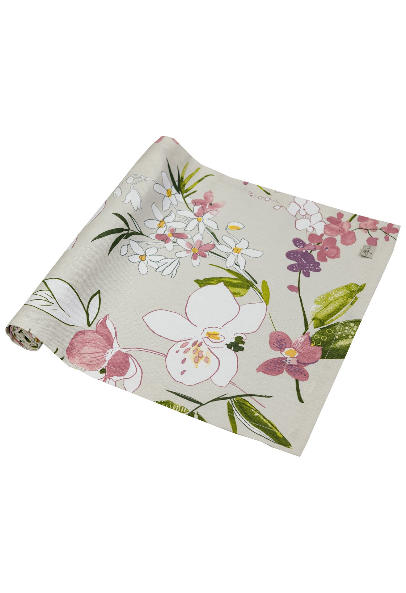Cotton Orchid Pattern Tablecloth | Pink Floral Kitchen Textile Set, Housewarming Gift