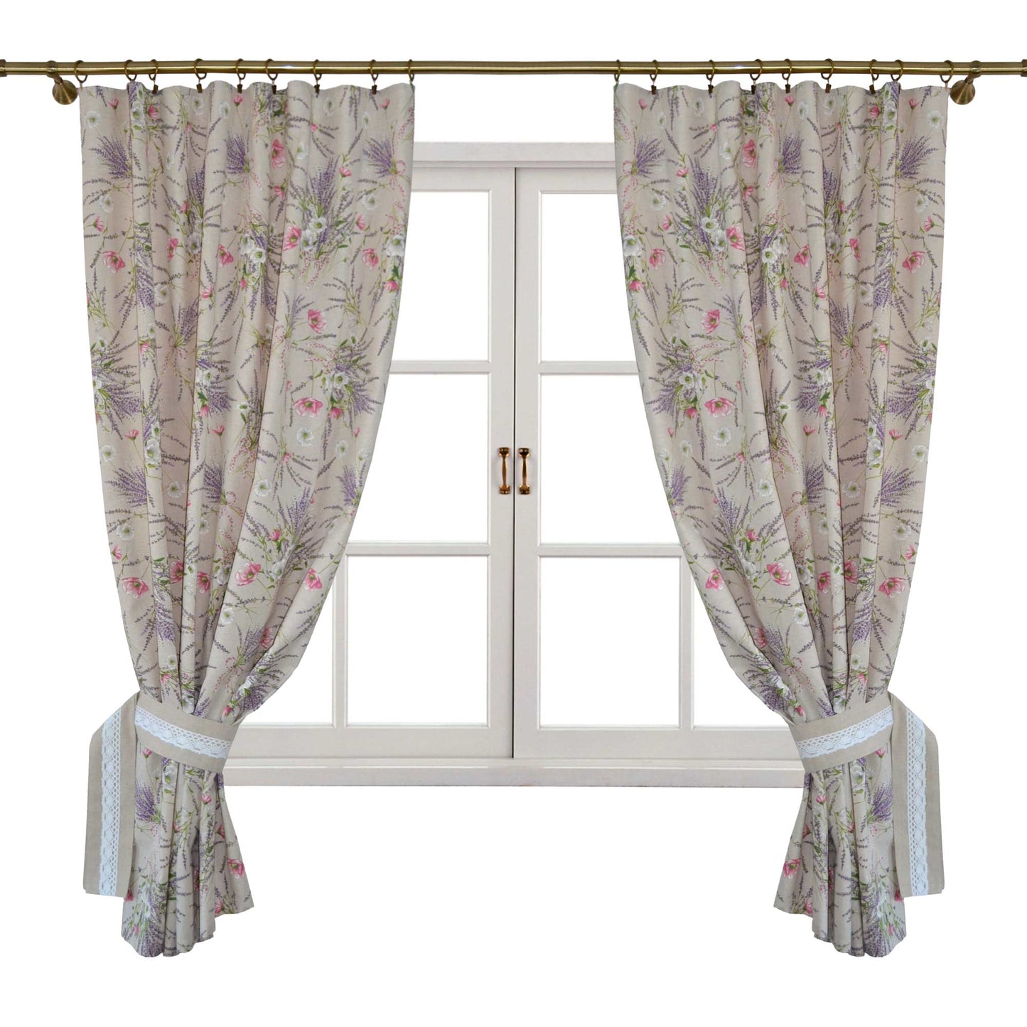 Cotton Tablecloth With Lavender Print And Lace Edging | Floral, Festive Kitchen Textile Set, Home Decor, Housewarming Present Idea