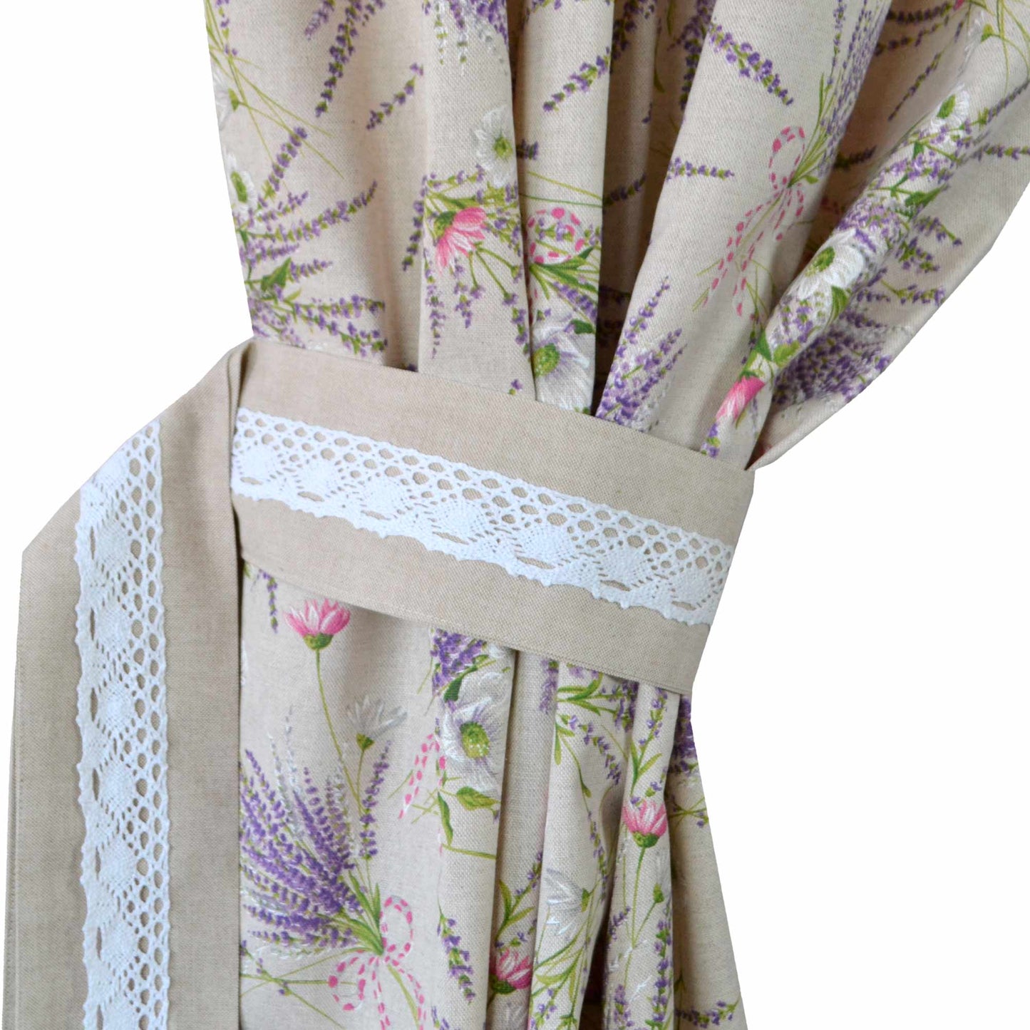Cotton Tablecloth With Lavender Print And Lace Edging | Floral, Festive Kitchen Textile Set, Home Decor, Housewarming Present Idea