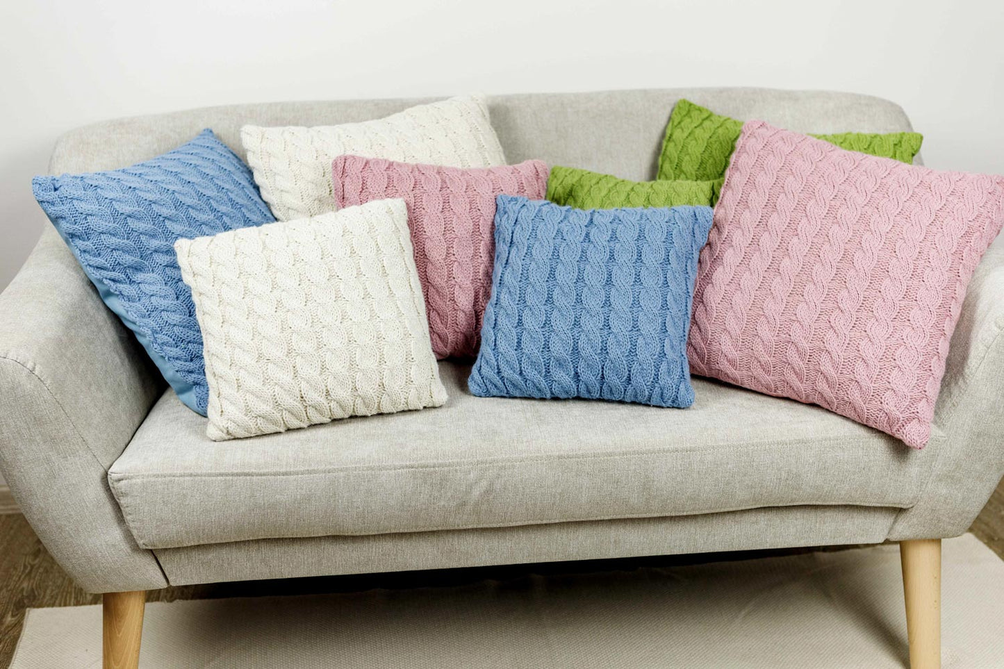 Pink Cable Knitted Pillowcase | Decorative Pillow Cover, Festive Home Decor, Living Room, Bedroom Textile, Housewarming Present Idea