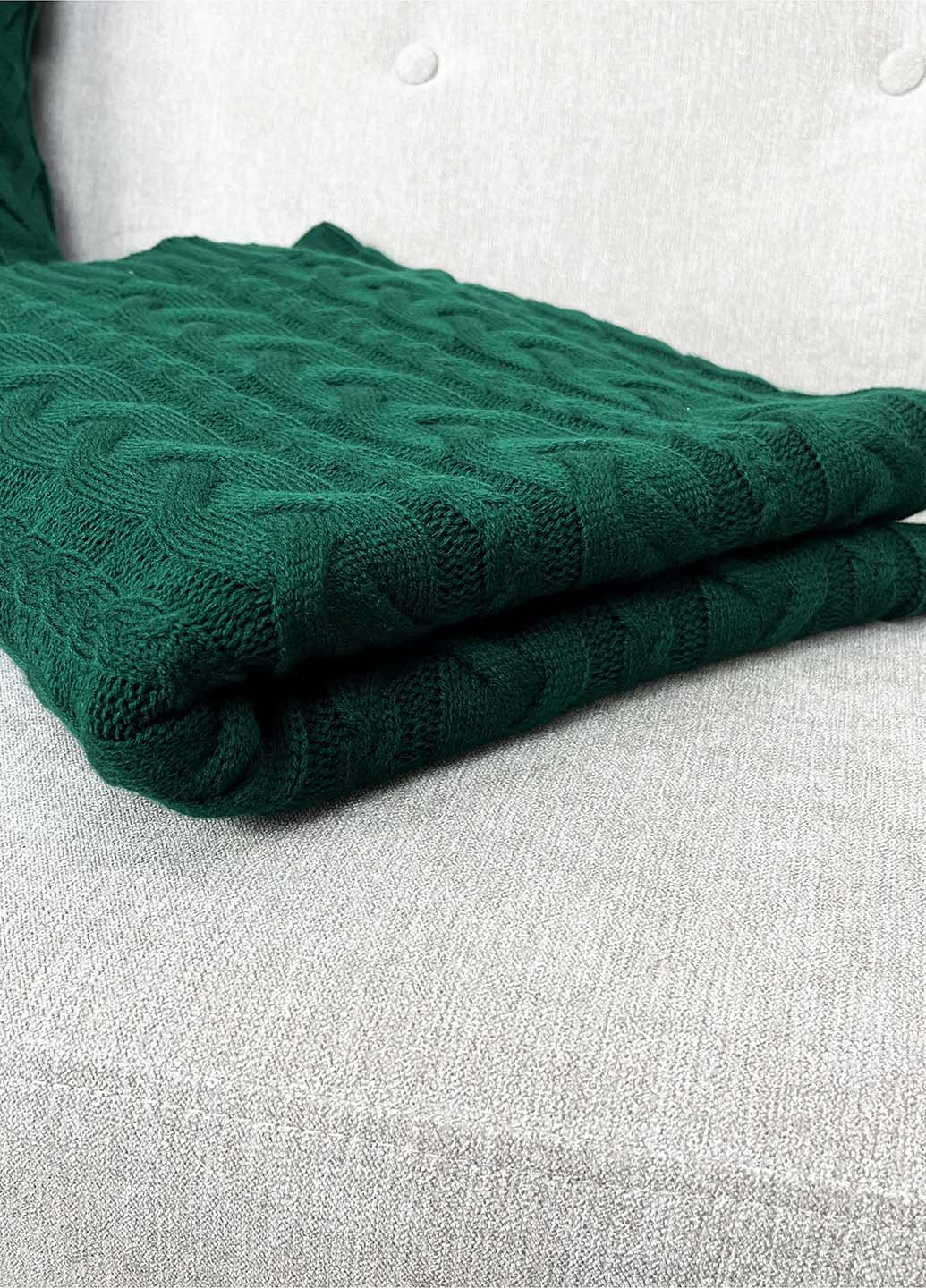 Green Cable Knitted Blanket | Warm Throw, Home Decor, Housewarming Gift