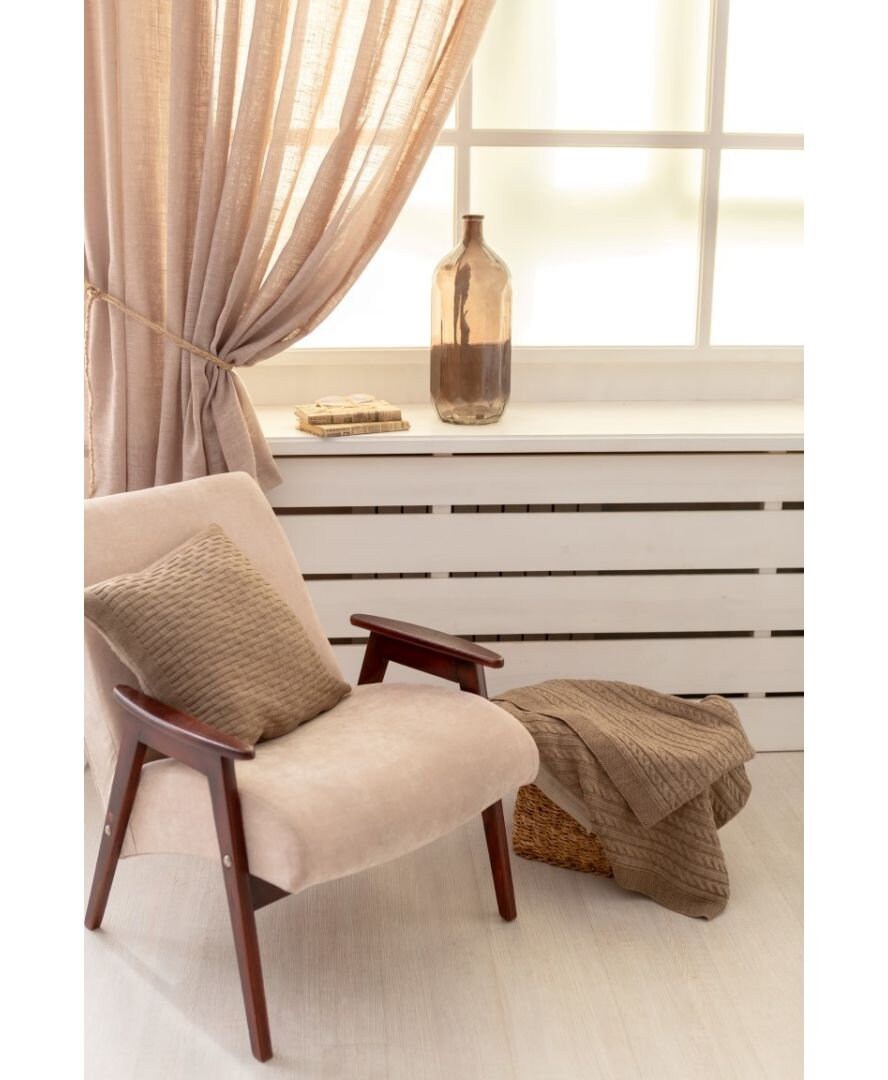 Pink Linen Curtain With A Rope Ribbon | Kitchen, Living Room Textile, Stylish Home Decor, Housewarming Gift Idea.