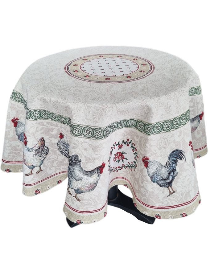 Tapestry Tablecloth With Roosters, Chickens, Hens Pattern | Festive Home Decor, Family Present Idea