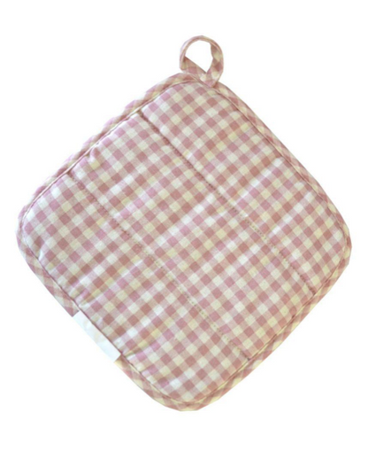 English Roses Cotton Kitchen Apron, Potholder And Oven Mitten With Lace | French Style Floral Textile Set, Housewarming Gift