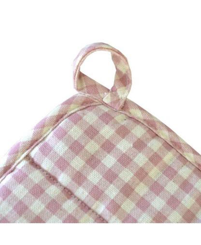 English Roses Cotton Kitchen Apron, Potholder And Oven Mitten With Lace | French Style Floral Textile Set, Housewarming Gift