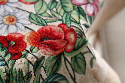 Beige Tapestry Tablecloth With Rabbits And Flowers Pattern | Kitchen And Living Room Textile Set, Festive Home Decor, Present Idea.