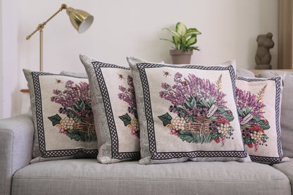 Tapestry Pillowcase With Basket Of Lavender Pattern | Festive Home Decor, Family And Friends Housewarming Present Idea