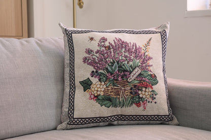 Tapestry Pillowcase With Basket Of Lavender Pattern | Festive Home Decor, Family And Friends Housewarming Present Idea