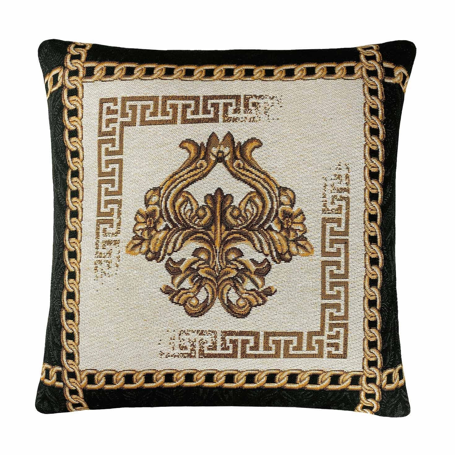 Baroque Style Tapestry Pillowcase With Golden Chains Pattern 