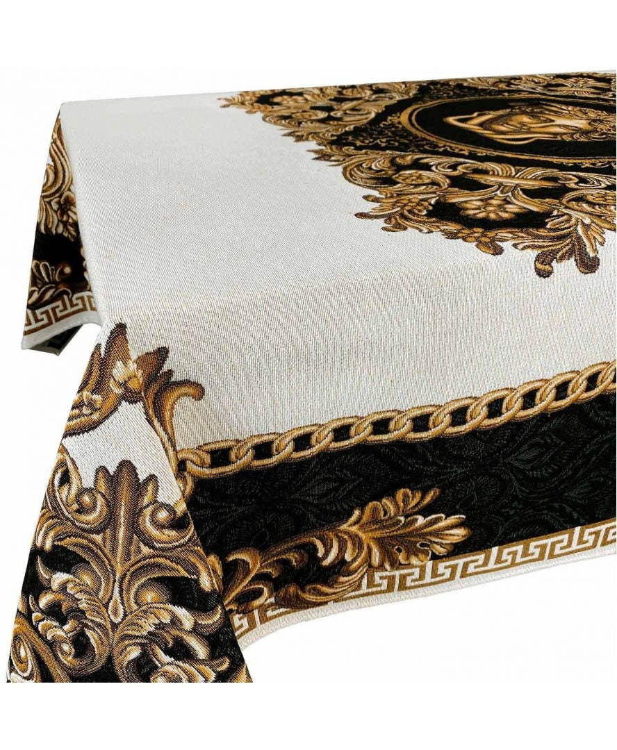 Baroque tapestry tablecloth with Medusa head design