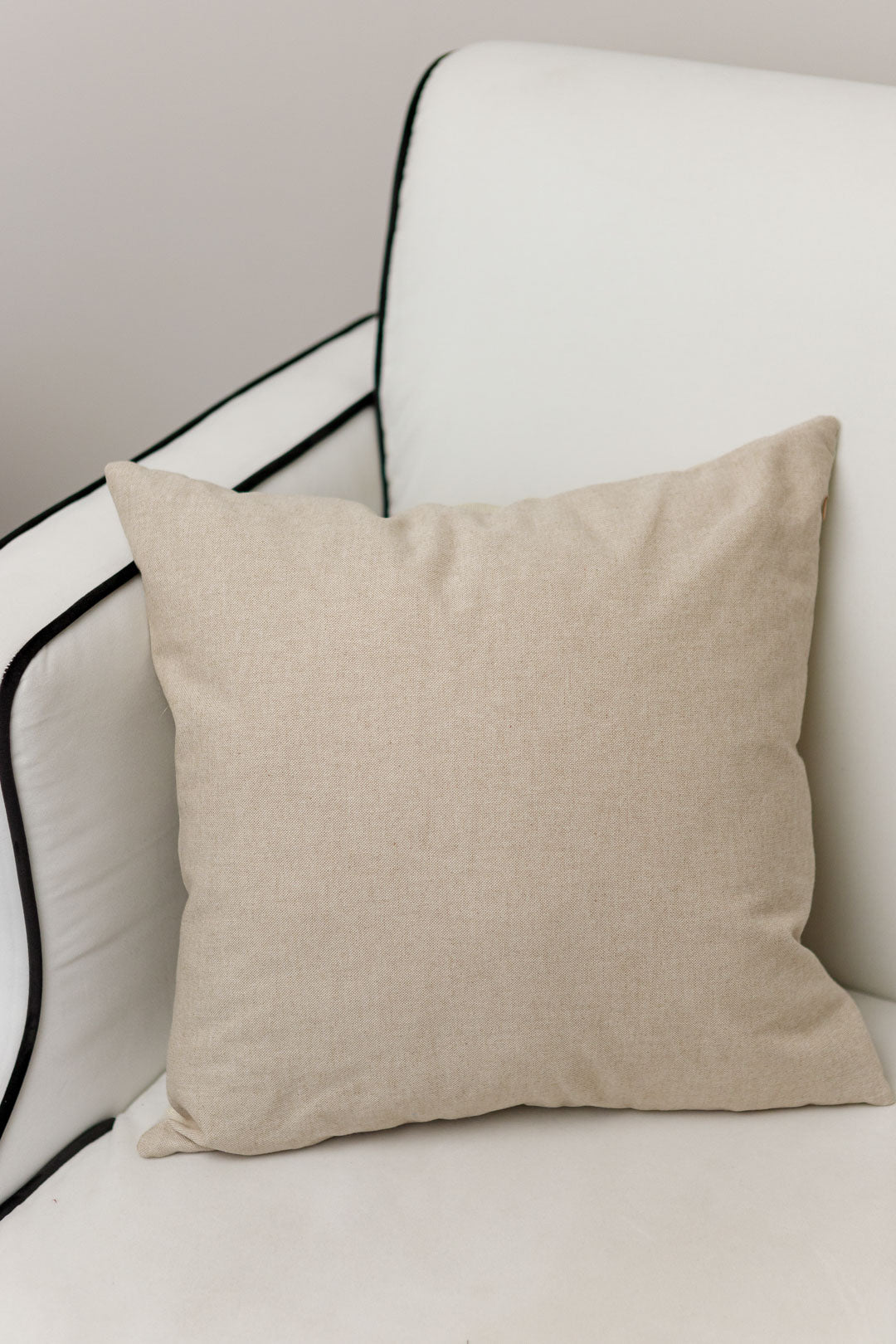 Tapestry pillowcase with Christmas poinsettia floral design. Beige and gold festive home decor. Made in Ukraine.
