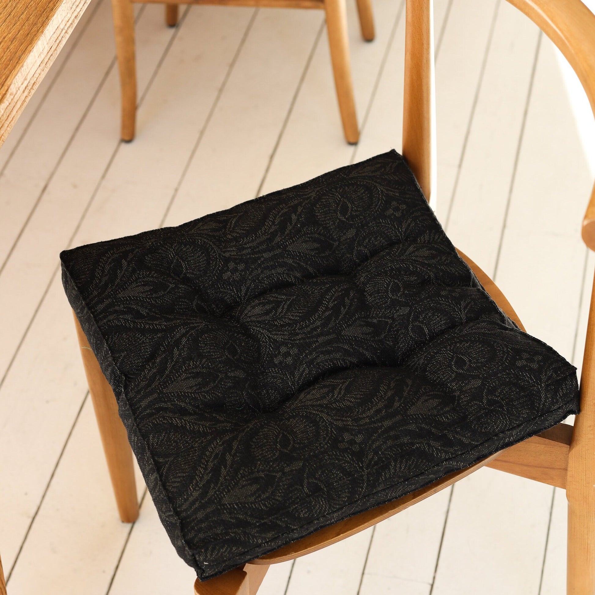 Black Tapestry Chair Pad In Baroque Style 