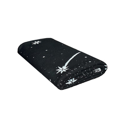 Two Sided Black And White Christmas Knitted Blanket With Stars, X-mas Tree | Winter Holiday Housewarming Gift Idea