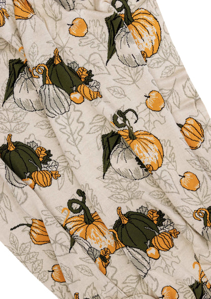 Knitted Pumpkin Blanket | Autumn Cozy Throw | Halloween and Thanksgiving Sofa Knit Throw | Fall Rustic Farmhouse Decor
