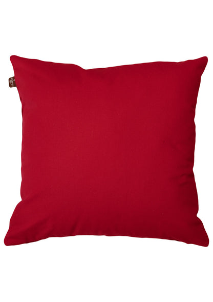 Red Tapestry Pillowcase With Christmas Gnome, Presents And Bonfire Pattern | Winter Holidays Textile, Festive Home Decor