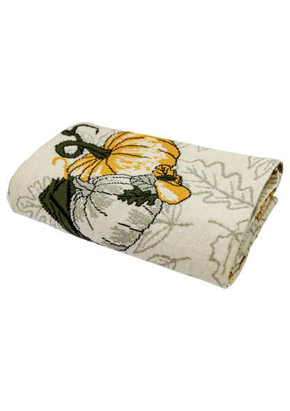 Knitted Pumpkin Blanket | Autumn Cozy Throw | Halloween and Thanksgiving Sofa Knit Throw | Fall Rustic Farmhouse Decor