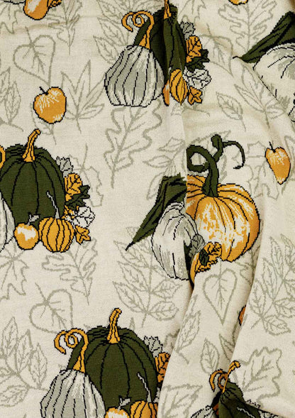 Knitted Pumpkin Blanket | Autumn Cozy Throw | Halloween and Thanksgiving Sofa Knit Throw | Fall Rustic Farmhouse Decor