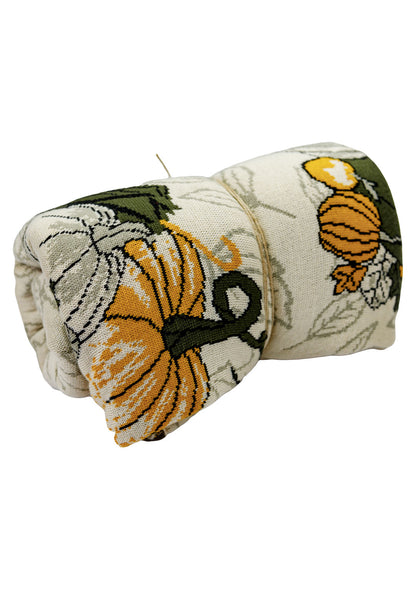 Knitted Pumpkin Blanket | Autumn Cozy Throw | Halloween and Thanksgiving Sofa Knit Throw | Fall Rustic Farmhouse Decor