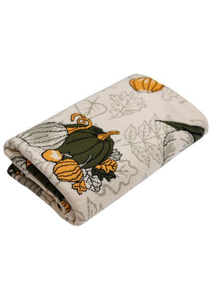 Knitted Pumpkin Blanket | Autumn Cozy Throw | Halloween and Thanksgiving Sofa Knit Throw | Fall Rustic Farmhouse Decor