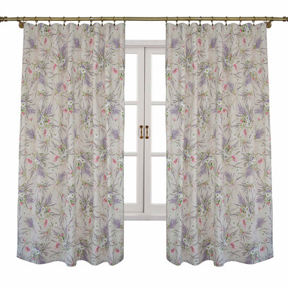 Cotton Tablecloth With Lavender Print And Lace Edging | Floral, Festive Kitchen Textile Set, Home Decor, Housewarming Present Idea