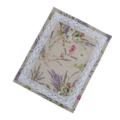 Cotton Tablecloth With Lavender Print And Lace Edging | Floral, Festive Kitchen Textile Set, Home Decor, Housewarming Present Idea