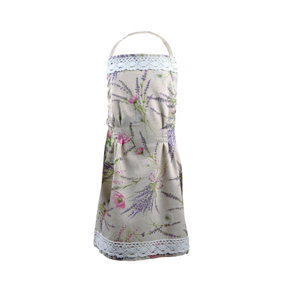 Cotton Tablecloth With Lavender Print And Lace Edging | Floral, Festive Kitchen Textile Set, Home Decor, Housewarming Present Idea