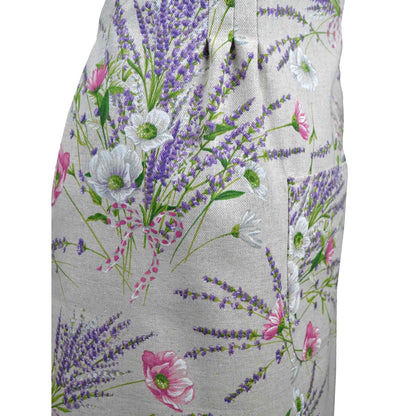 Cotton Tablecloth With Lavender Print And Lace Edging | Floral, Festive Kitchen Textile Set, Home Decor, Housewarming Present Idea