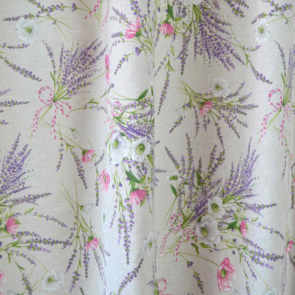 Cotton Tablecloth With Lavender Print And Lace Edging | Floral, Festive Kitchen Textile Set, Home Decor, Housewarming Present Idea