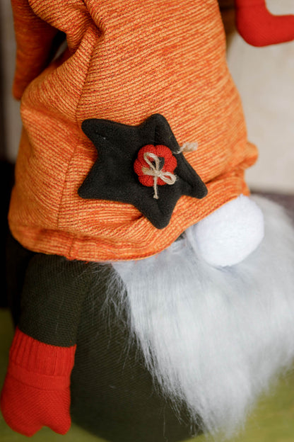 Handmade Gnome with Orange Hat | Fall Home Decor, Shelf Sitter, Autumn Figurine, Thanksgiving Gift