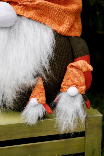 Handmade Gnome with Orange Hat | Fall Home Decor, Shelf Sitter, Autumn Figurine, Thanksgiving Gift