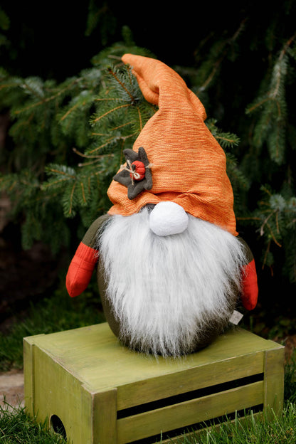 Handmade Gnome with Orange Hat | Fall Home Decor, Shelf Sitter, Autumn Figurine, Thanksgiving Gift
