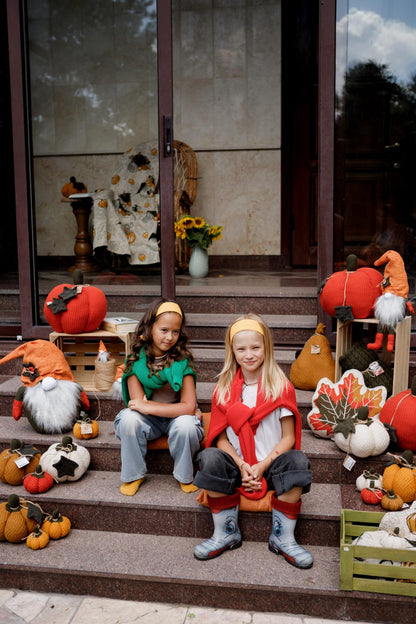 Handmade Gnome with Orange Hat | Fall Home Decor, Shelf Sitter, Autumn Figurine, Thanksgiving Gift