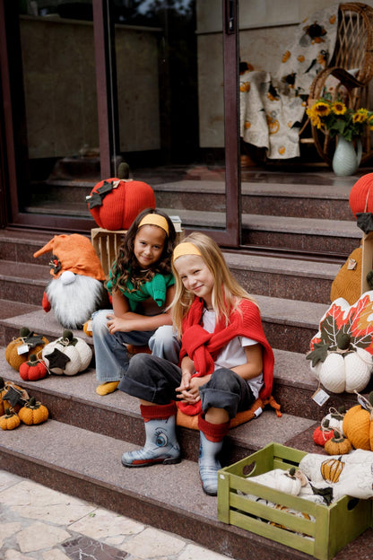 Handmade Gnome with Orange Hat | Fall Home Decor, Shelf Sitter, Autumn Figurine, Thanksgiving Gift