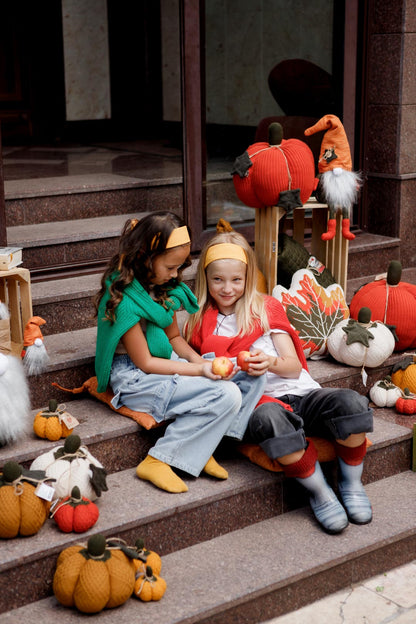 Handmade Gnome with Orange Hat | Fall Home Decor, Shelf Sitter, Autumn Figurine, Thanksgiving Gift