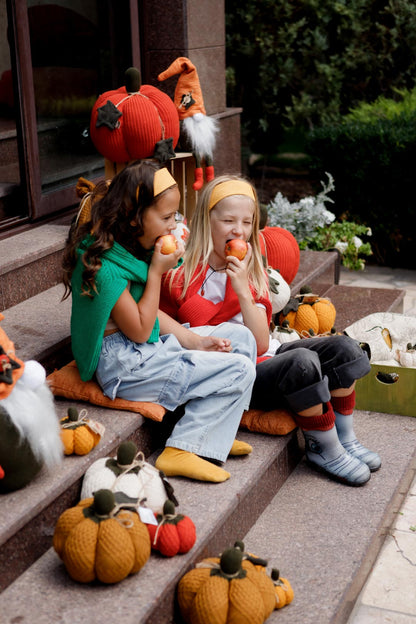 Handmade Gnome with Orange Hat | Fall Home Decor, Shelf Sitter, Autumn Figurine, Thanksgiving Gift