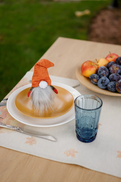 Handmade Gnome with Orange Hat | Fall Home Decor, Shelf Sitter, Autumn Figurine, Thanksgiving Gift