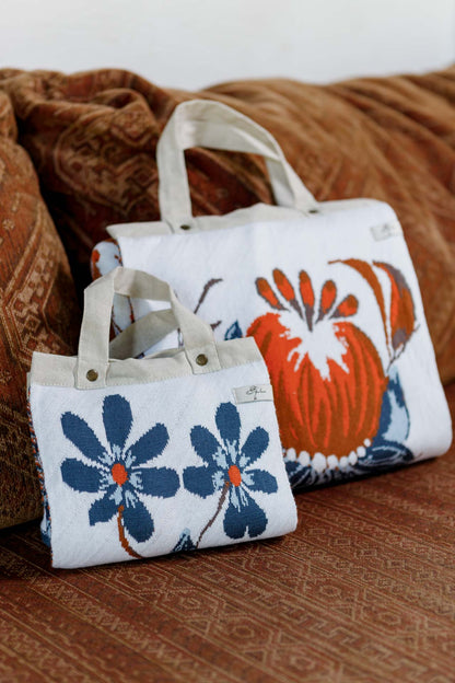 Ukrainian Style Knitted Throw Blanket, Petrykivka Floral Motif, Sofa Cover, Rustic Farmhouse Home Decor, Pillowcases With Bedspread Set