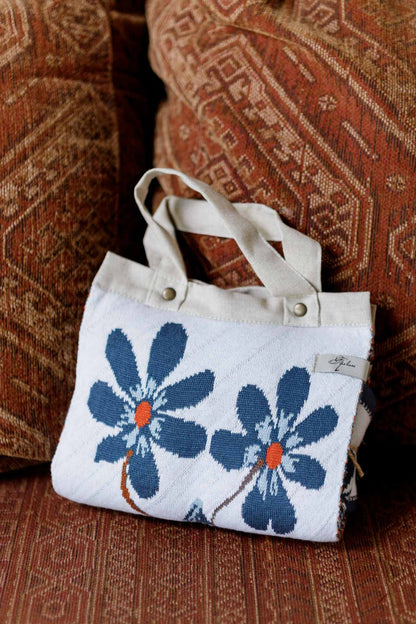 Ukrainian Style Knitted Throw Blanket, Petrykivka Floral Motif, Sofa Cover, Rustic Farmhouse Home Decor, Pillowcases With Bedspread Set