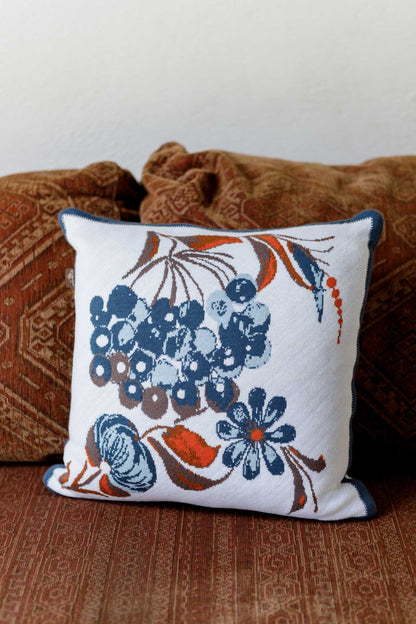 Ukrainian Style Knitted Throw Blanket, Petrykivka Floral Motif, Sofa Cover, Rustic Farmhouse Home Decor, Pillowcases With Bedspread Set