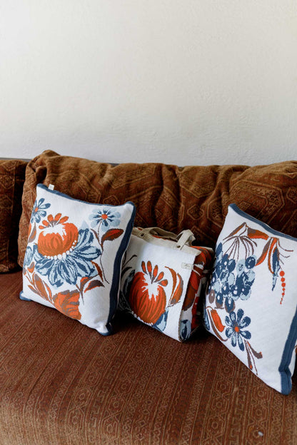 Ukrainian Style Knitted Throw Blanket, Petrykivka Floral Motif, Sofa Cover, Rustic Farmhouse Home Decor, Pillowcases With Bedspread Set