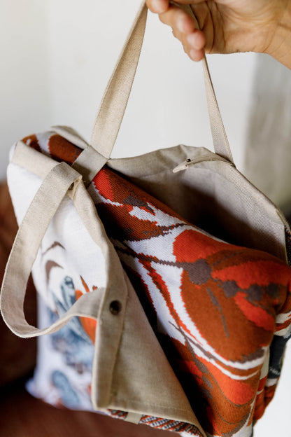 Ukrainian Style Knitted Throw Blanket, Petrykivka Floral Motif, Sofa Cover, Rustic Farmhouse Home Decor, Pillowcases With Bedspread Set