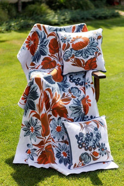 Ukrainian Style Knitted Throw Blanket, Petrykivka Floral Motif, Sofa Cover, Rustic Farmhouse Home Decor, Pillowcases With Bedspread Set