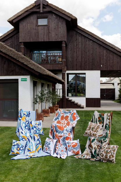 Ukrainian Style Knitted Throw Blanket, Petrykivka Floral Motif, Sofa Cover, Rustic Farmhouse Home Decor, Pillowcases With Bedspread Set