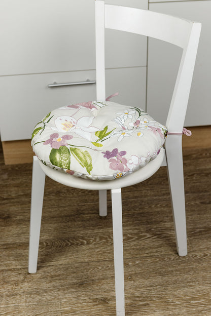 Cotton Orchid Pattern Tablecloth | Pink Floral Kitchen Textile Set, Housewarming Gift