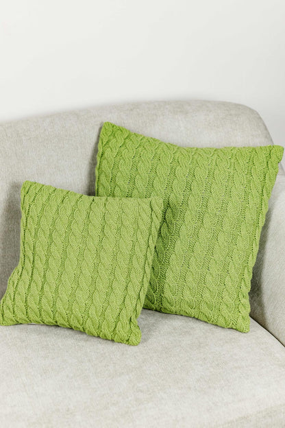 Pink Cable Knitted Pillowcase | Decorative Pillow Cover, Festive Home Decor, Living Room, Bedroom Textile, Housewarming Present Idea