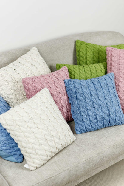 Pink Cable Knitted Pillowcase | Decorative Pillow Cover, Festive Home Decor, Living Room, Bedroom Textile, Housewarming Present Idea
