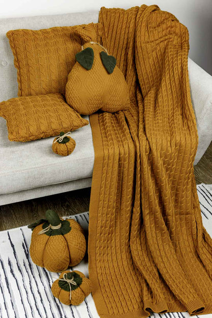 Brown Knitted Throw Blanket | Cozy Cable Knit Sofa Blanket | Soft Blanket for Couch or Bed | Autumn Home Decor Gift, Thanksgiving Housewarming Present